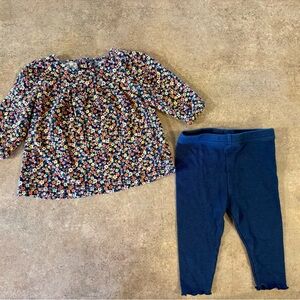 Carter's Baby Girl  Multicolor Floral Top and Navy Pants Size 6 Months